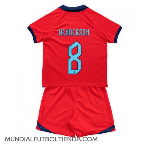 Camiseta Inglaterra Jordan Henderson #8 Segunda Equipación Replica Mundial 2022 para niños mangas cortas (+ Pantalones cortos)
